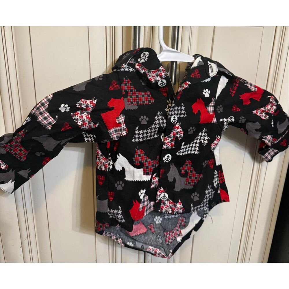 Admiral Gone To The Dogs Button Down Shirt Red Black Size Large NWT